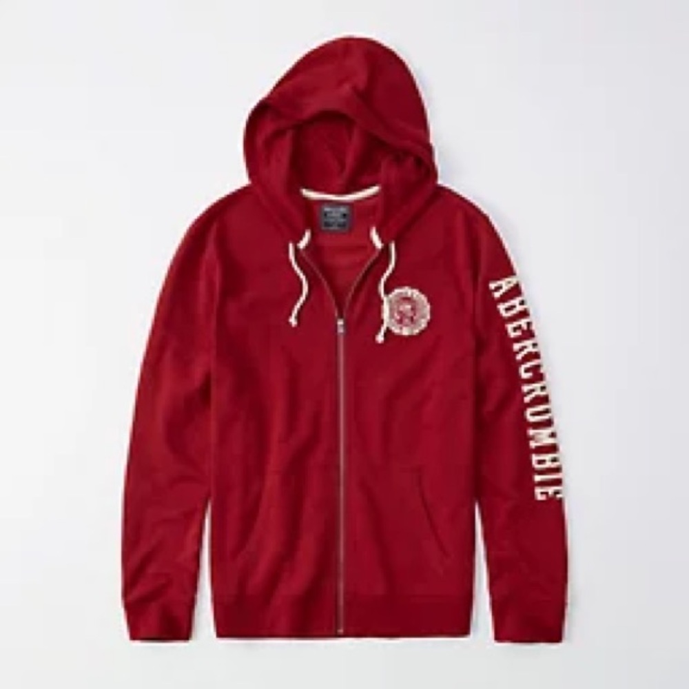 Abercrombie & Fitch Red Zippered Hoodie with Logo